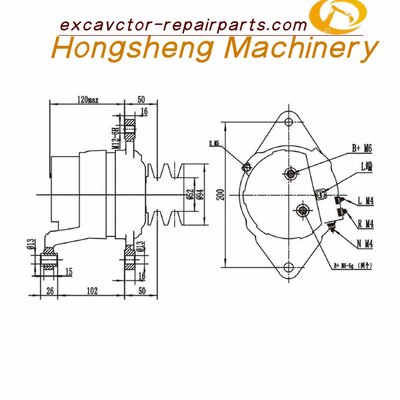 600-825-3151 खुदाई जनरेटर कोमात्सु PC400-6 इंजन 6D125 अल्टरनेटर 24V 40A